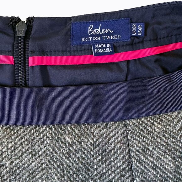 Boden British Tweed Skirt Sz 6R 100% Gray Wool Academia Y2K Preppy Office Siren - Picture 5 of 6